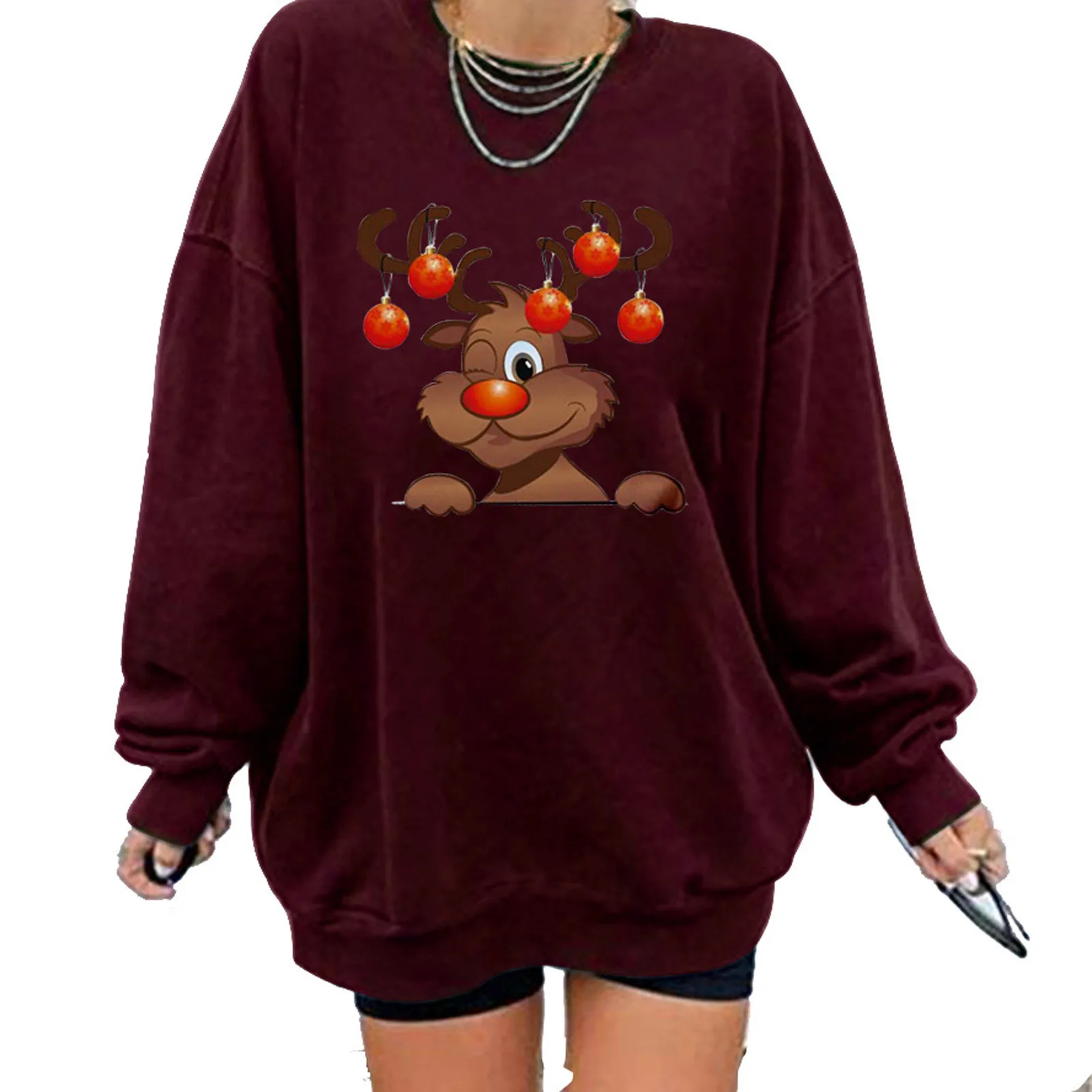 

Women's Christmas Printed Hoodie Oversized sudaderas Ladies Sweatshirt Tops Sudadera Mujer Invierno 2020